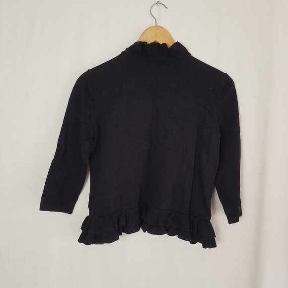 Style&Co  black 3/4 sleeve ruffle cardigan women's size Medium Petite (5… - Picture 8 of 10
